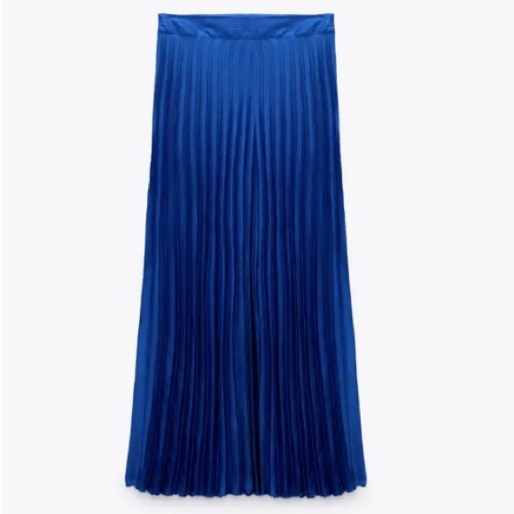 ZARA NEW WOMAN PLEATED MIDI SKIRT ELECTRIC BLUE 2970/886 M